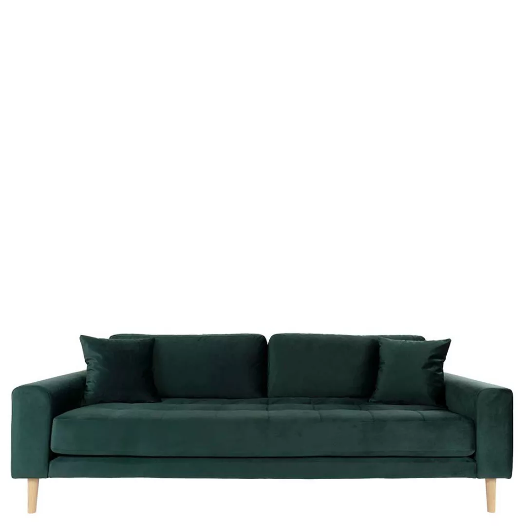 Dreisitzer Sofa in Dunkelgrün Eichefarben günstig online kaufen