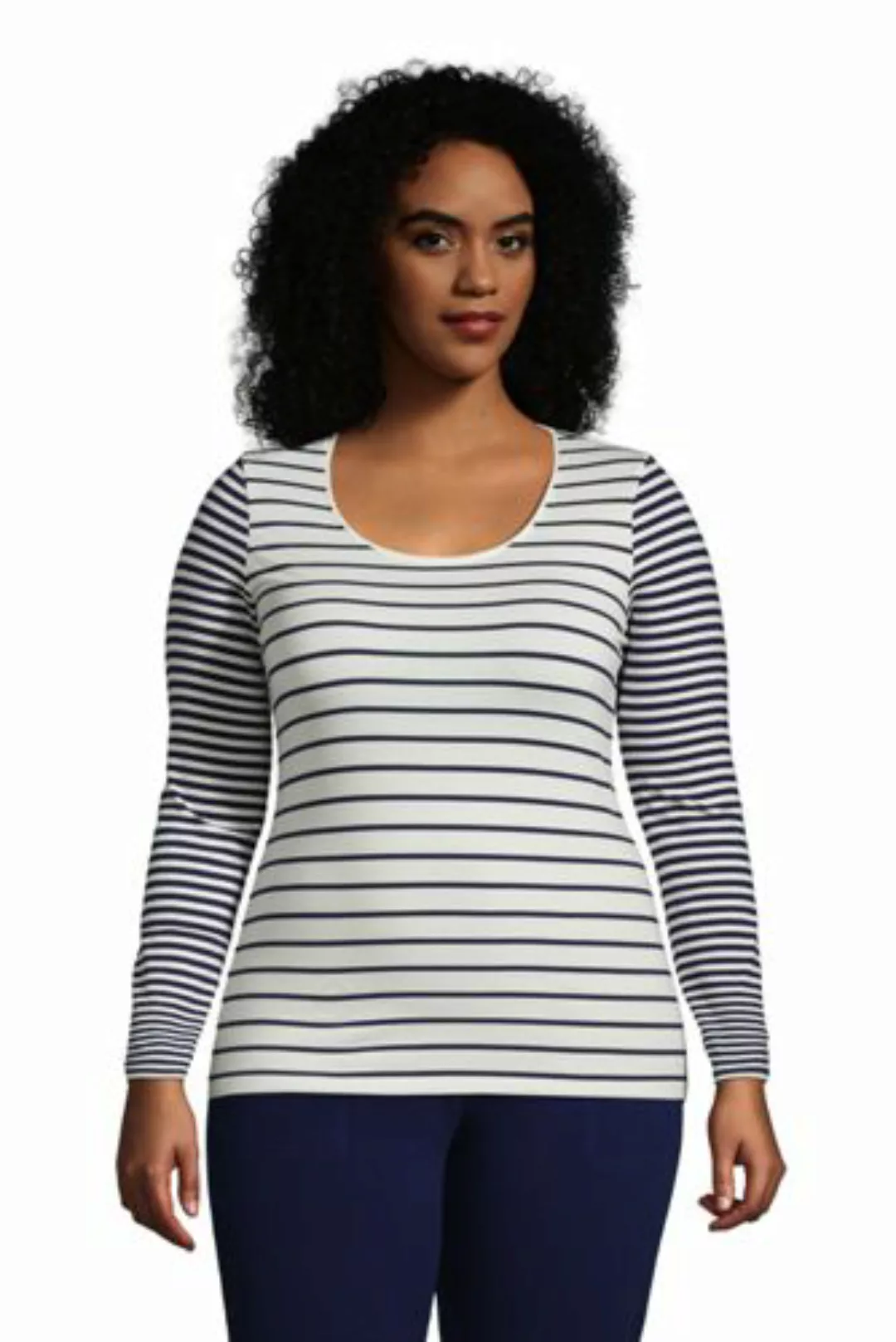 Shirt aus Baumwoll/Modalmix Gestreift in großen Größen, Damen, Größe: 56-58 günstig online kaufen