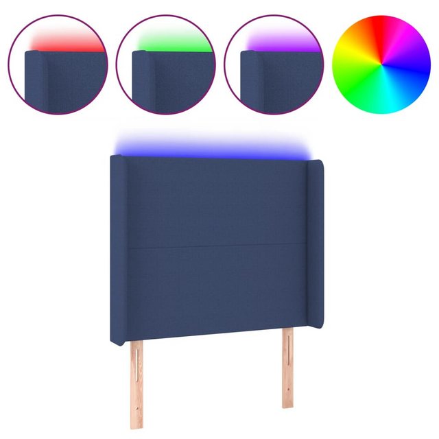 vidaXL Bett, LED Kopfteil Blau 103x16x118/128 cm Stoff günstig online kaufen