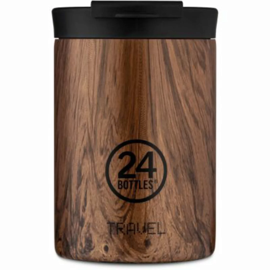 24Bottles Wood Travel Trinkbecher 350 ml Trinkflaschen braun günstig online kaufen