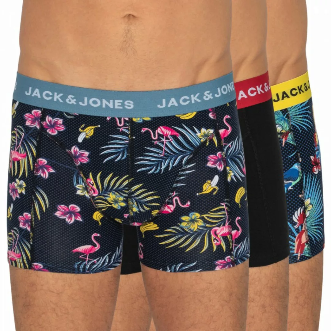 Jack & Jones 3-er Set Trunks Blau & Schwarz mit Motiv günstig online kaufen