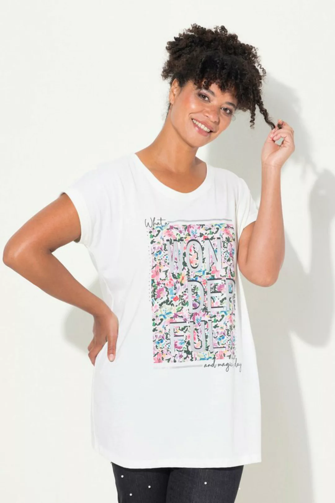 MIAMODA Rundhalsshirt T-Shirt oversized farbiger Print Rundhals günstig online kaufen