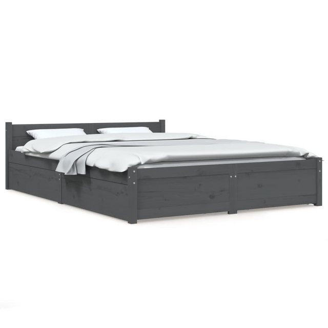 vidaXL Bett Bett mit Schubladen Grau 150x200 cm günstig online kaufen