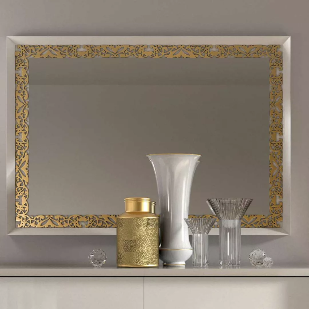 Designer Spiegel in Weiß und Goldfarben italienischen Style günstig online kaufen