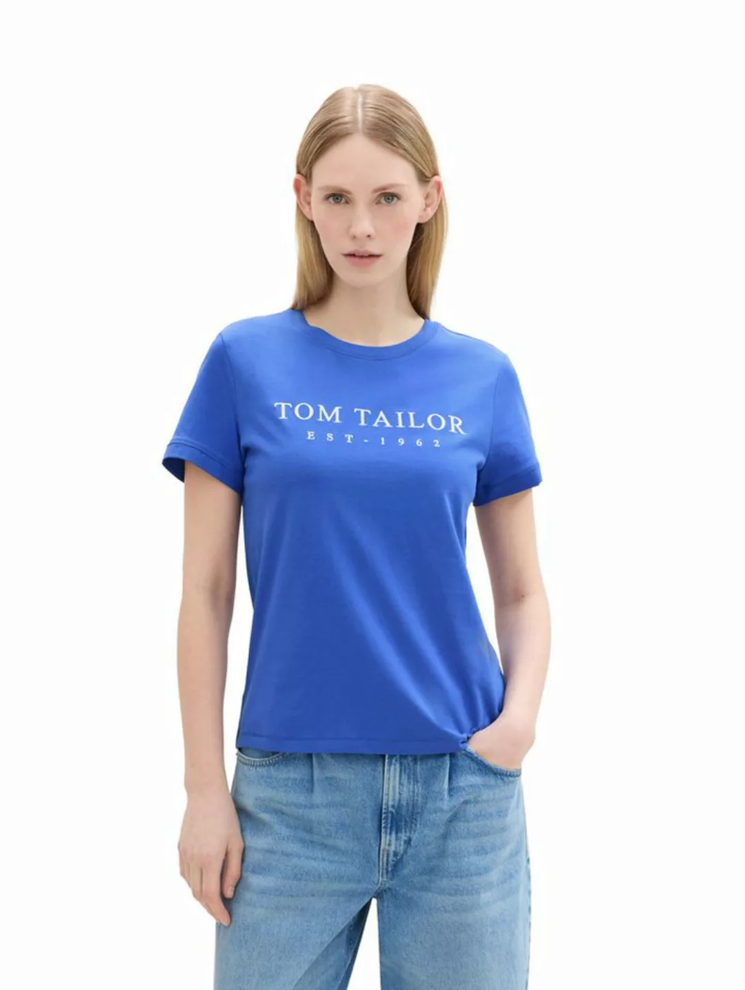 TOM TAILOR Print-Shirt mit Logo Stickerei günstig online kaufen