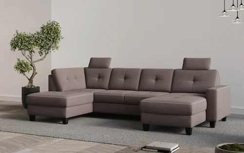 Places of Style Wohnlandschaft "Varese", Kreuznaht in beige günstig online kaufen