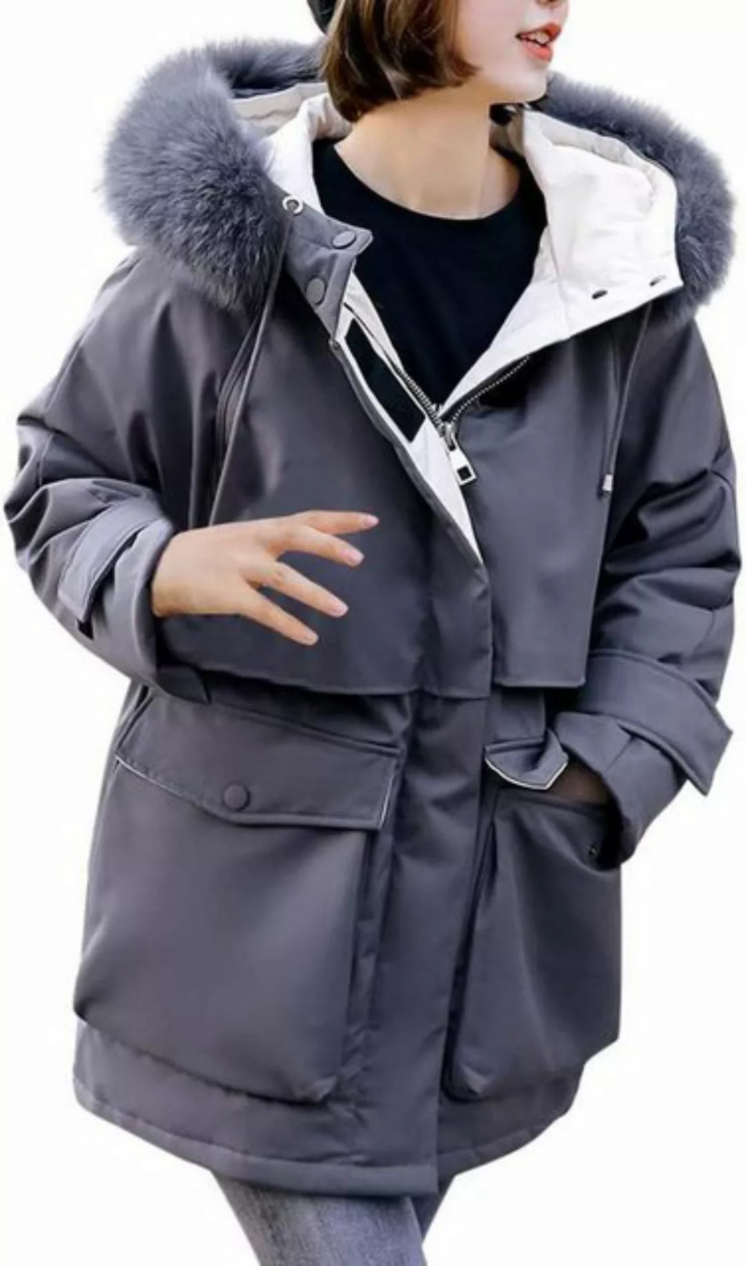 KIKI 3-in-1-Funktionsparka Damen Kapuzenmantel mit Große Tasche Jacke günstig online kaufen