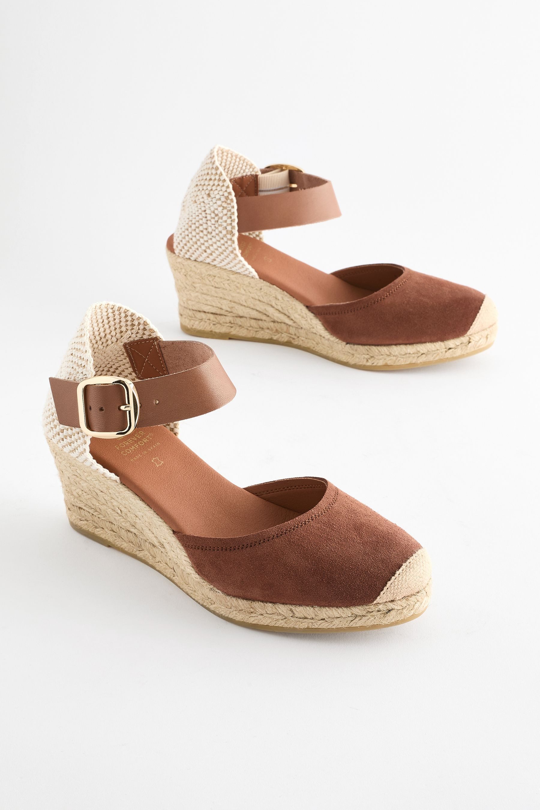 Next Forever Comfort® Leder-Espadrilles mit Keilabsatz günstig online kaufen