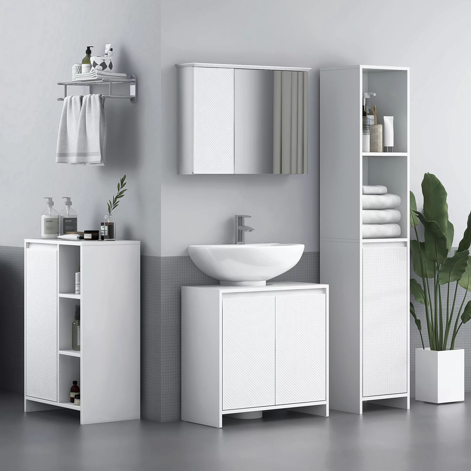 HOMCOM Waschtischunterschrank Badezimmermöbel 2 Türen mit verstellbarem Reg günstig online kaufen