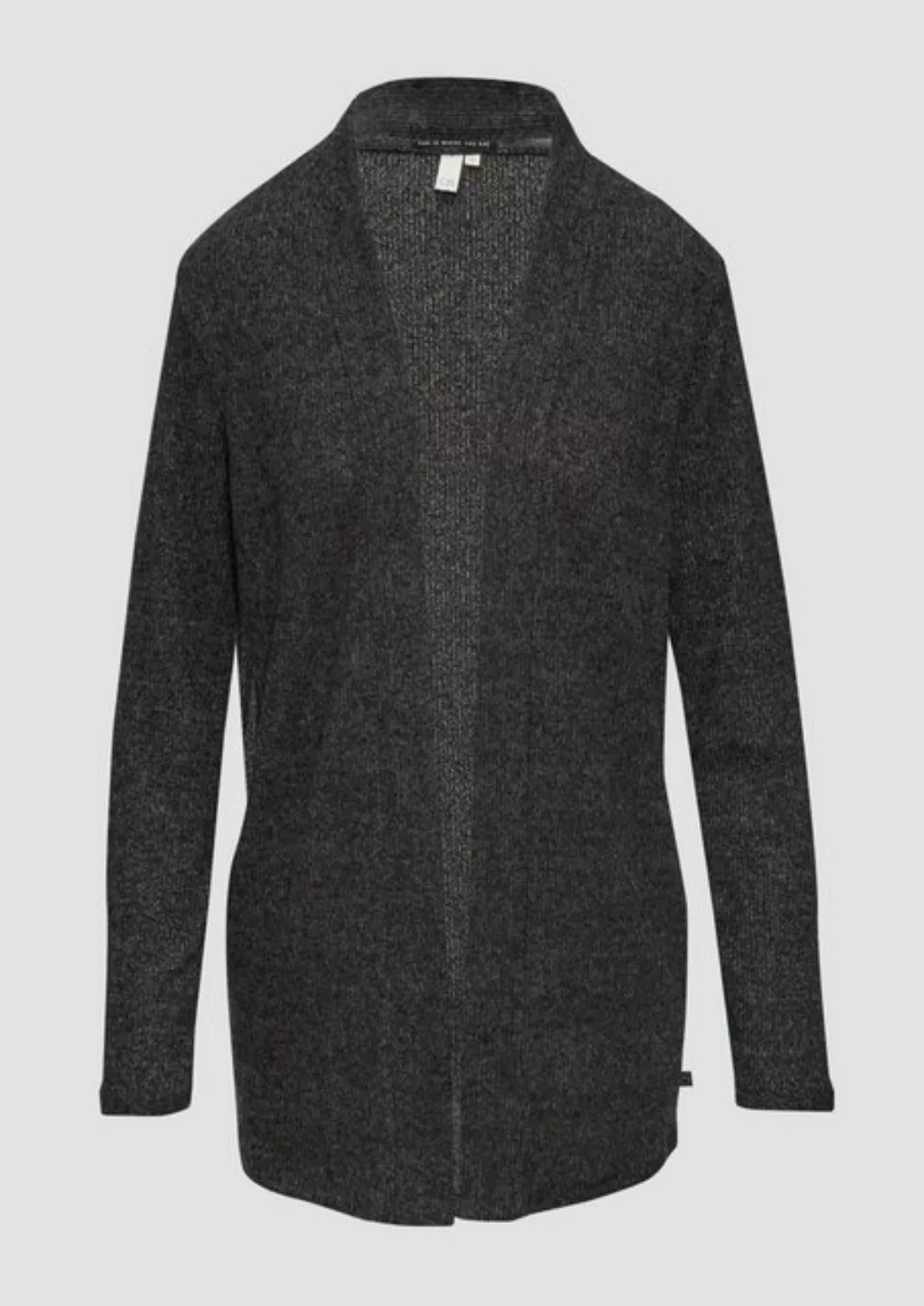 QS Langarmshirt Flauschiger Long-Cardigan mit Rippstruktur günstig online kaufen