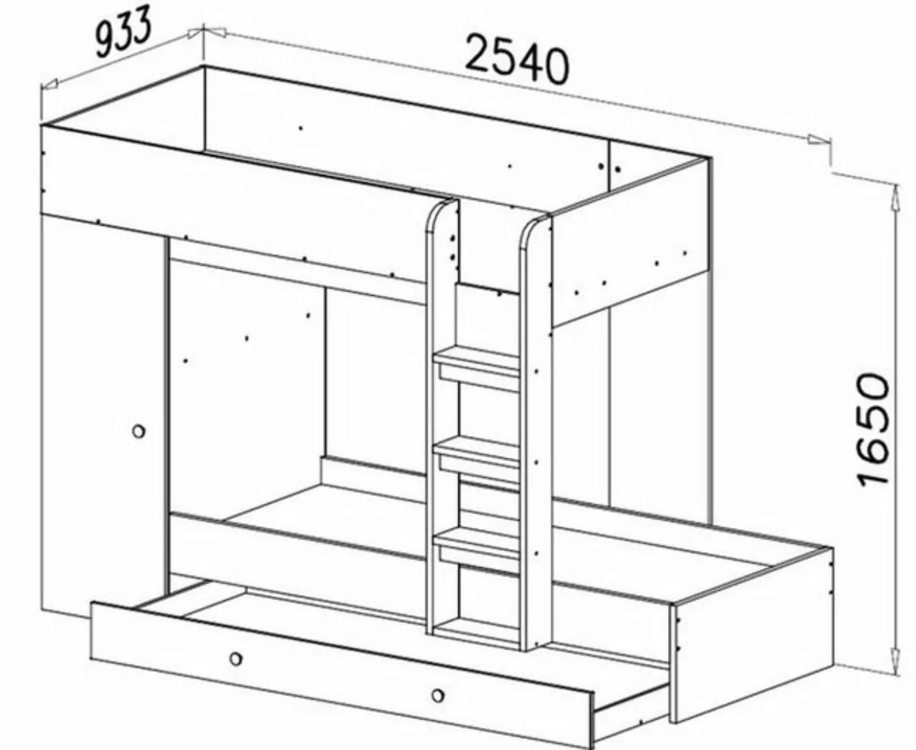 Feldmann-Wohnen Hochbett Smart 2 B/T/H: 254 cm / 93 cm / 165 cm günstig online kaufen