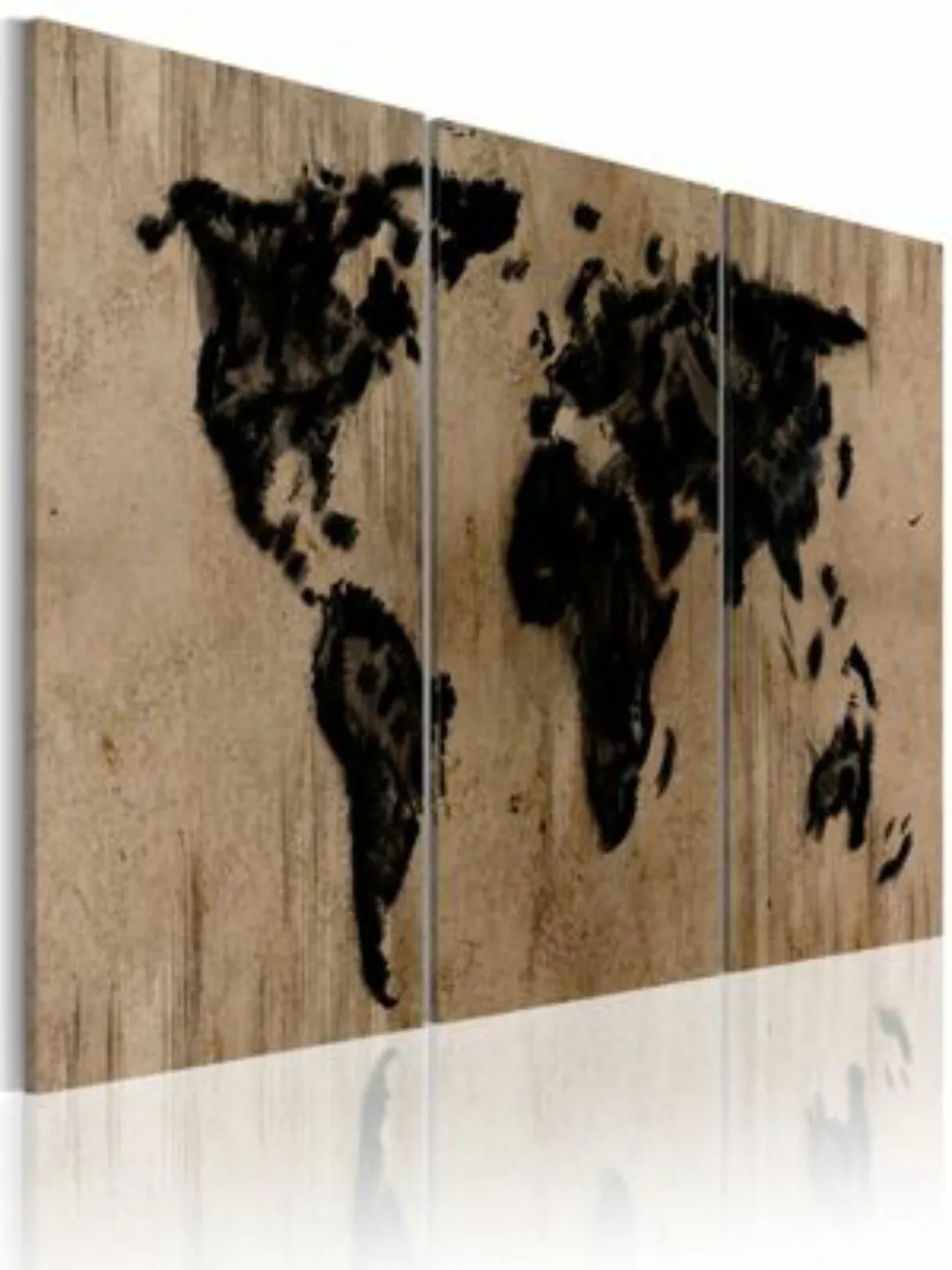artgeist Wandbild Tintenschwarze Weltkarte schwarz/beige Gr. 60 x 30 günstig online kaufen