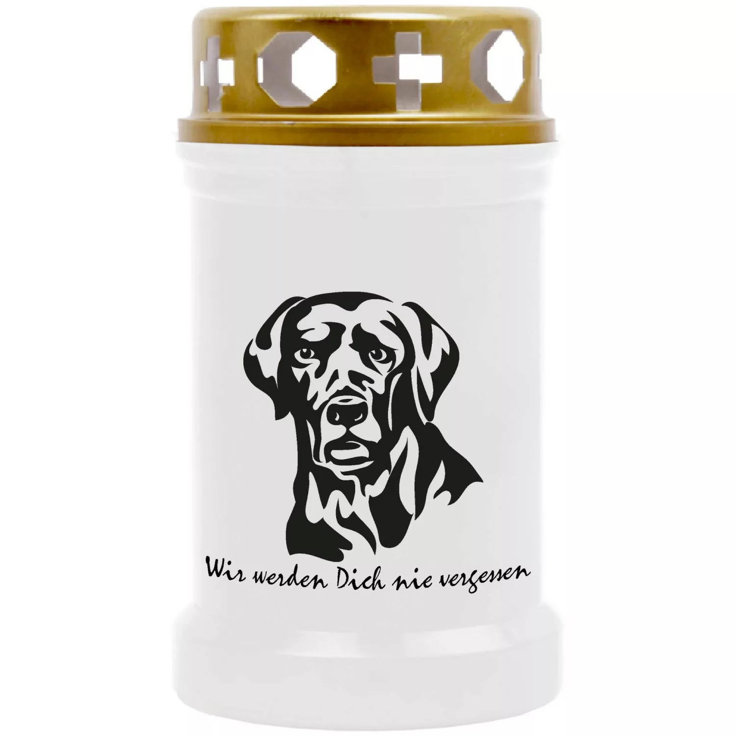 HS Candle Grabkerze Weiß 40h Inkl. Deckel Gold Labrador günstig online kaufen