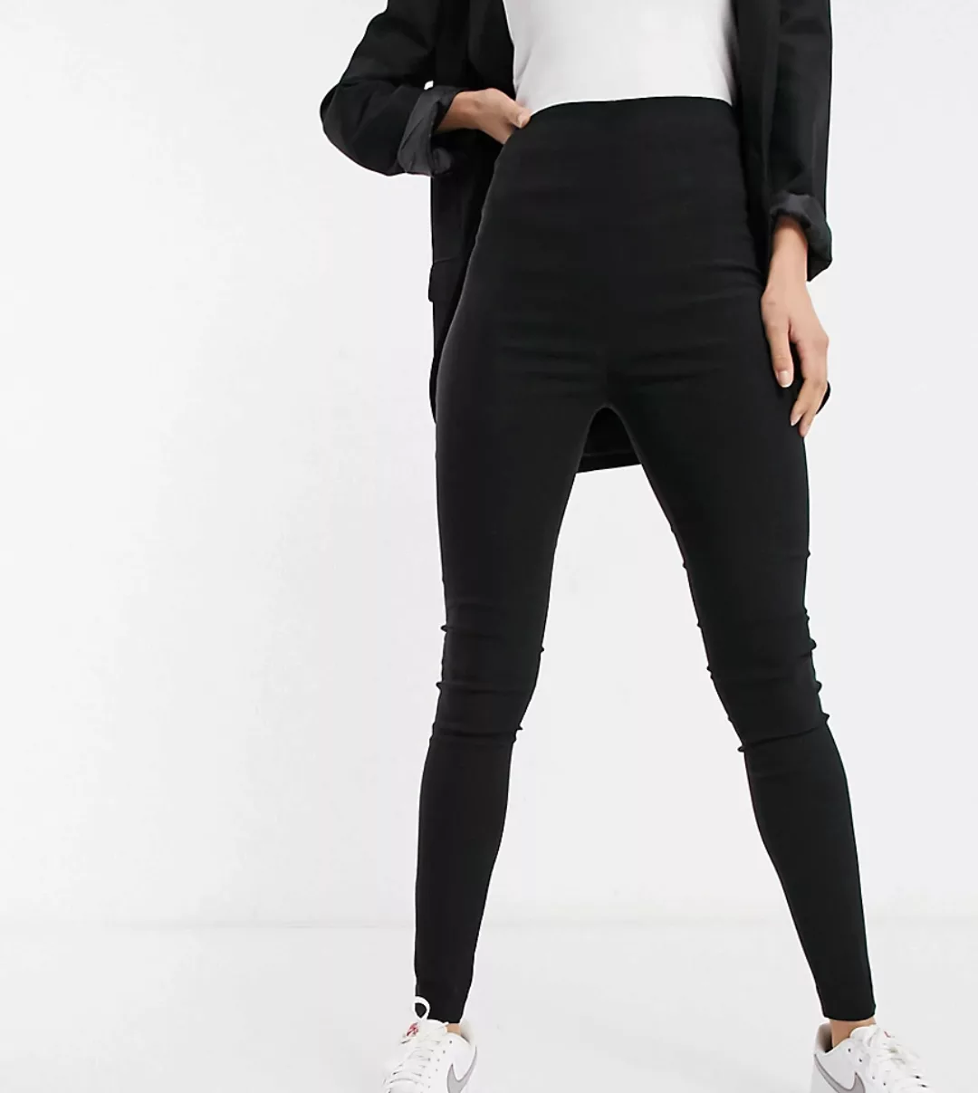 ASOS DESIGN Tall – Enge Hose mit hoher Taille in Schwarz günstig online kaufen