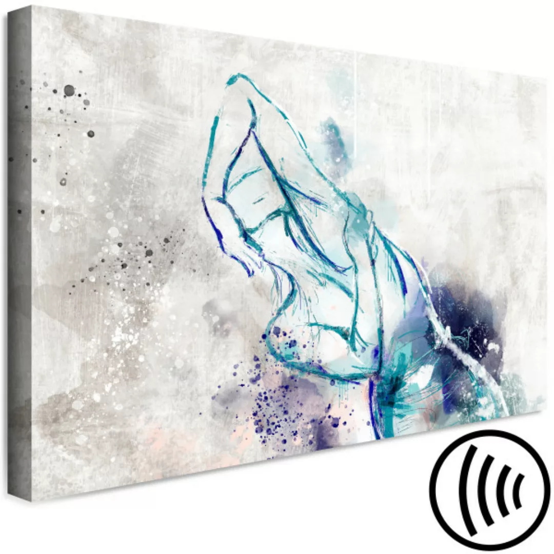 Wandbild Tänzerin - abstraktes Bild einer Frau in einem blauen Ton XXL günstig online kaufen