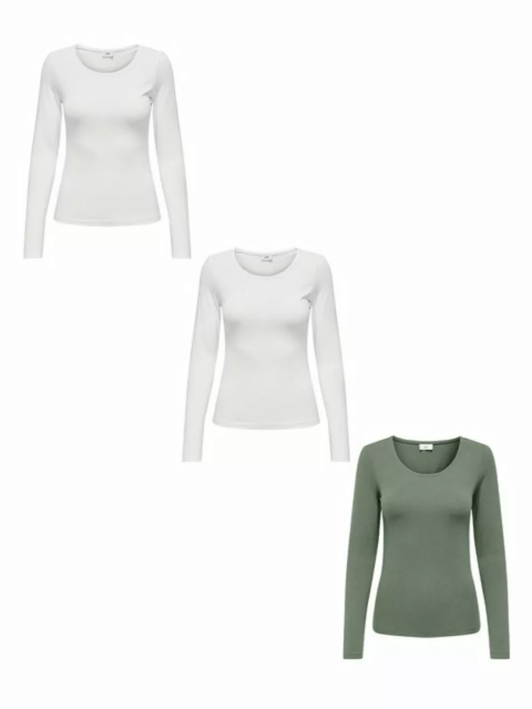 JACQUELINE de YONG T-Shirt Langarm Shirt 3-er Stück Set Rundhals Basic JDYA günstig online kaufen