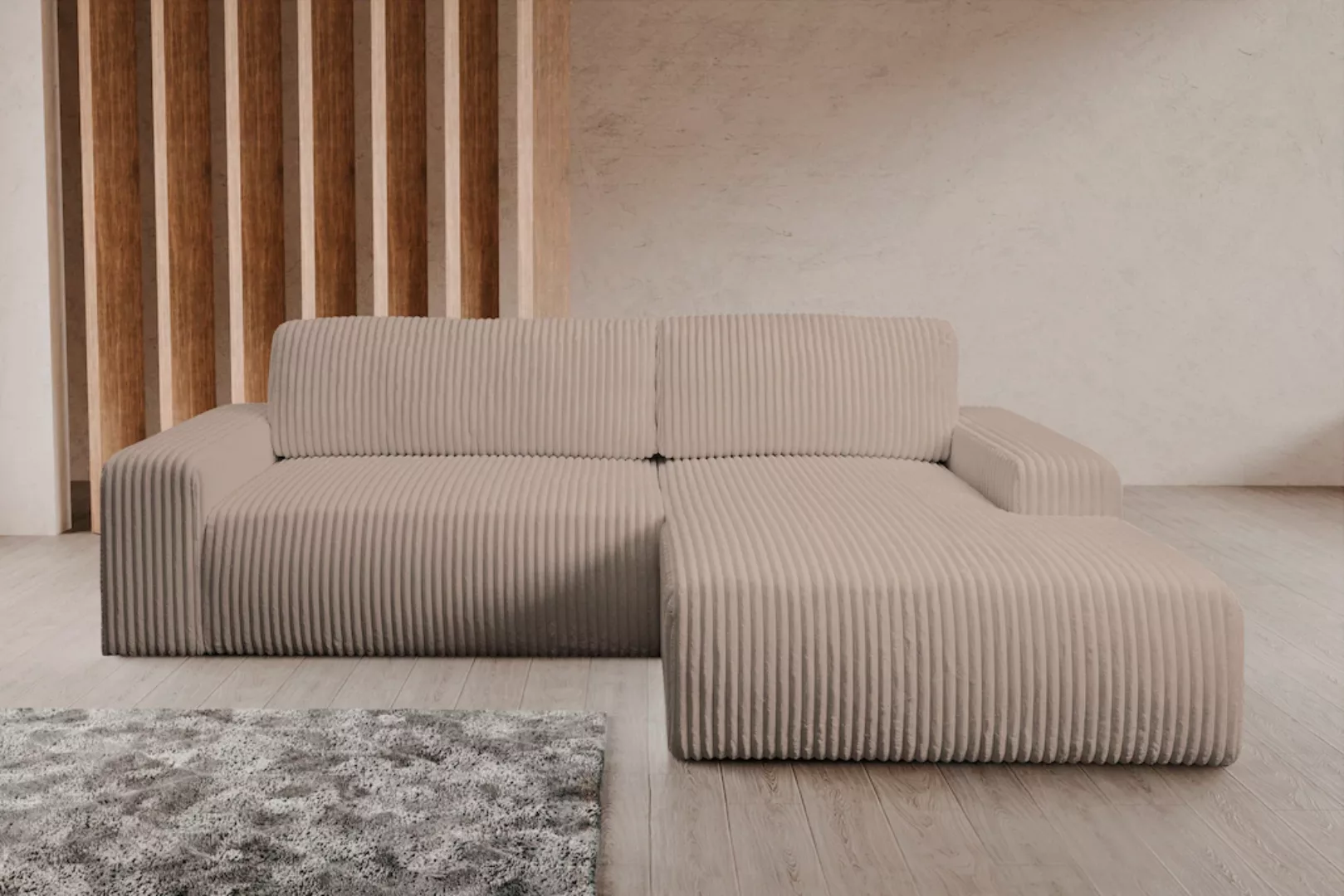 WERK2 Ecksofa "Hugo-L L-Form", Design Ecksofa in Cord mit Schlaffunktion & günstig online kaufen