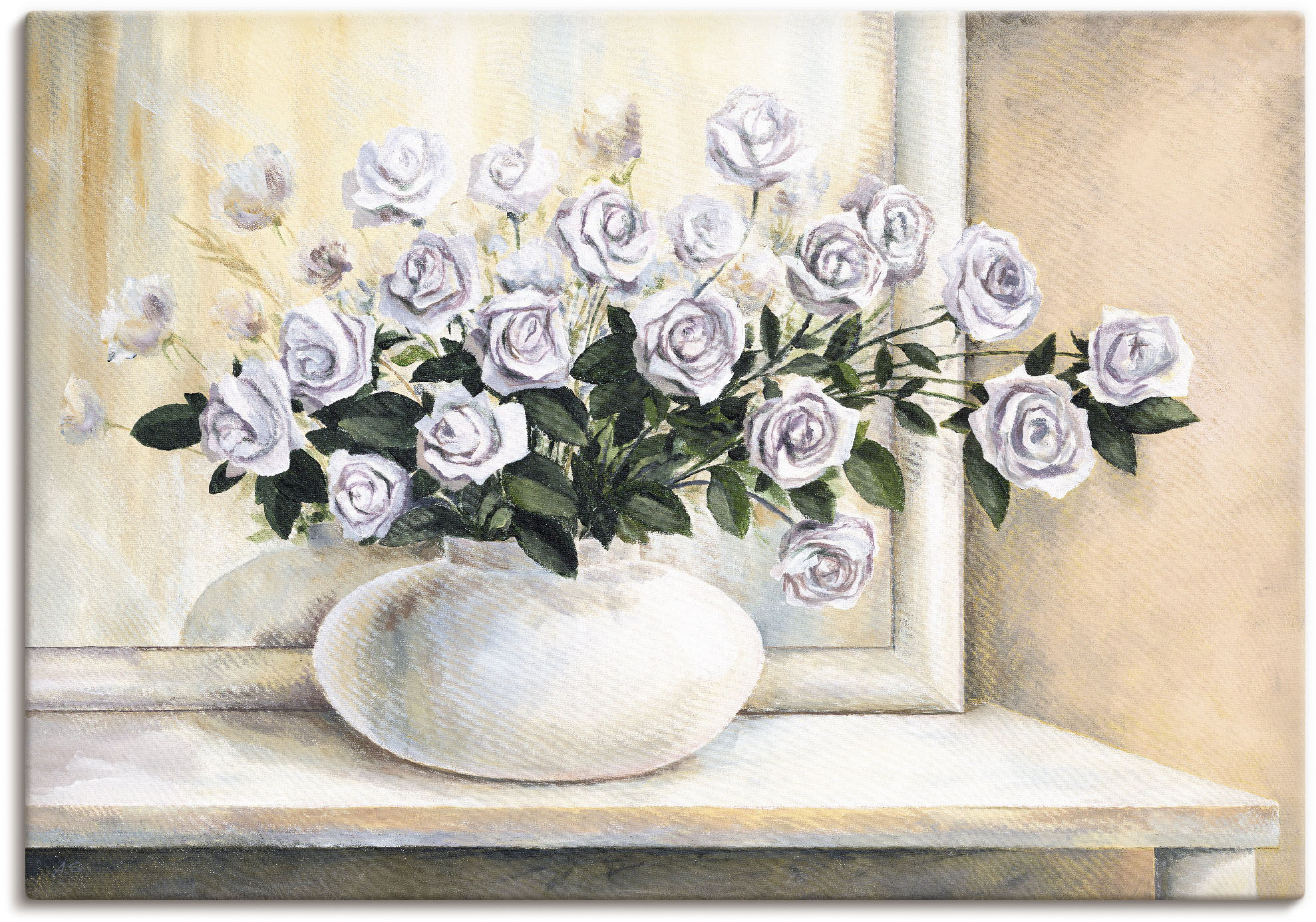 Artland Leinwandbild "Rosen auf Tisch II", Blumen, (1 St.), auf Keilrahmen günstig online kaufen