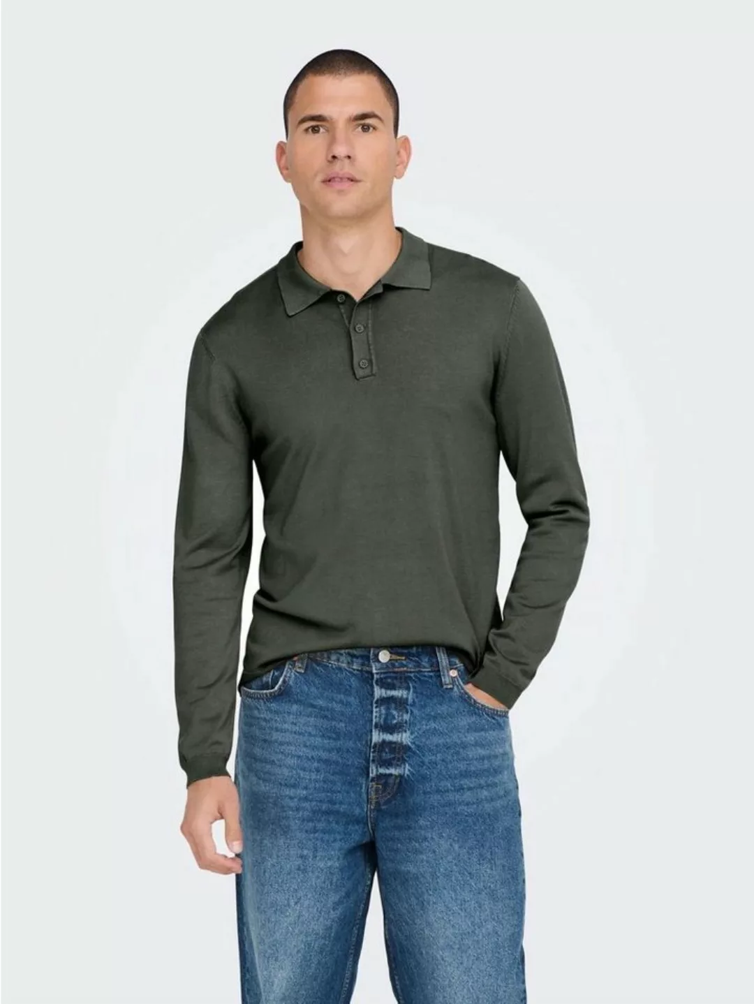 ONLY & SONS Strickpullover Polo Langarm Shirt Basic Pullover ONSWYLER 5426 günstig online kaufen