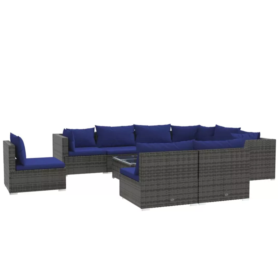 Vidaxl 10-tlg. Garten-lounge-set Mit Kissen Poly Rattan Grau günstig online kaufen