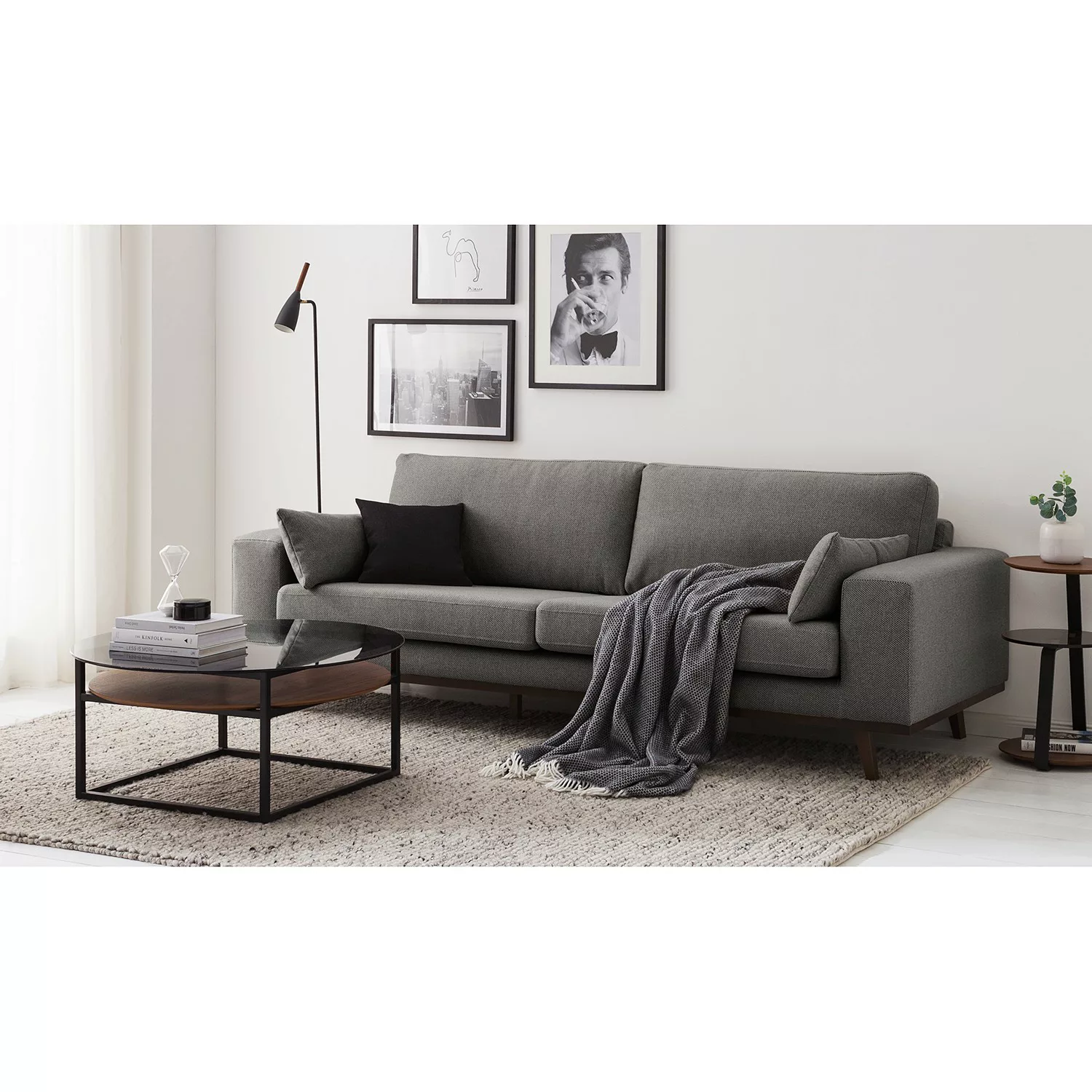 home24 Mørteens Sofa Billund 3-Sitzer Grau Strukturstoff 237x84x91 cm (BxHx günstig online kaufen