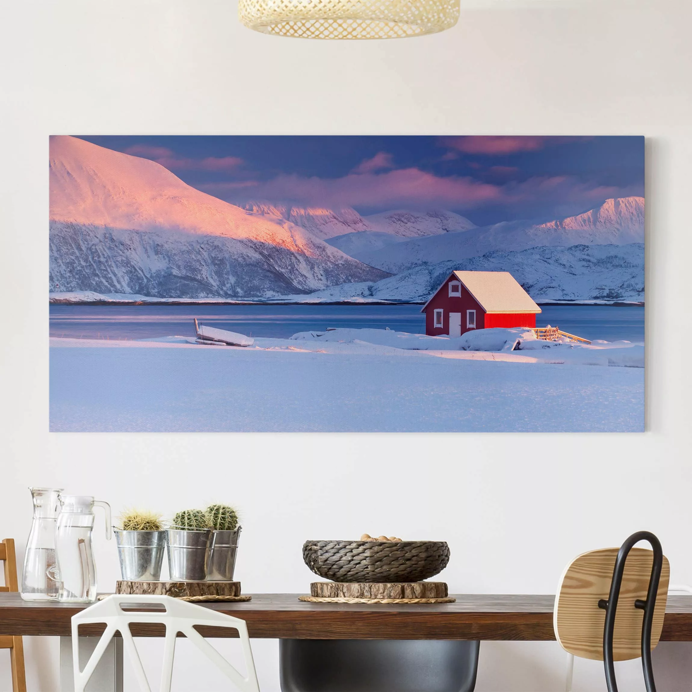 Leinwandbild Sonnenuntergang - Querformat Santas House günstig online kaufen