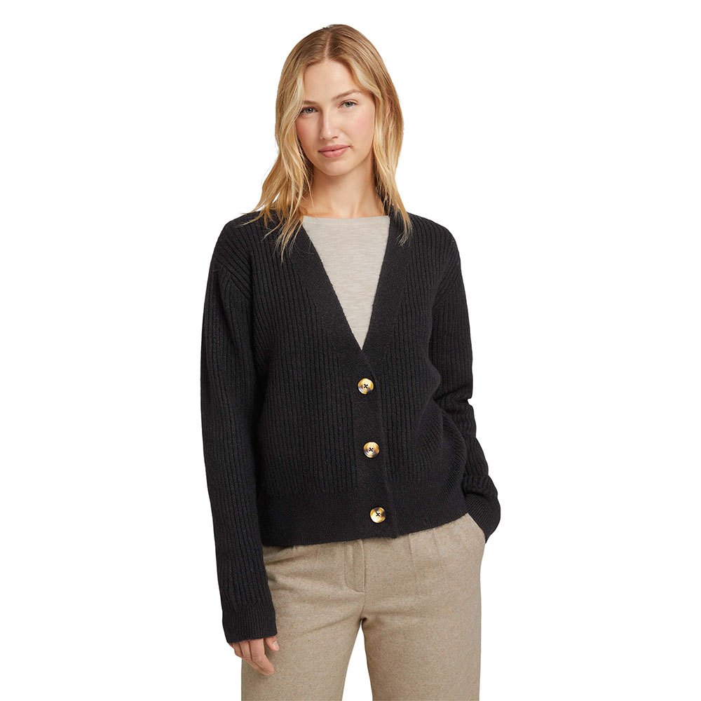 Tom Tailor Cozy Rib Strickjacke S Deep Black günstig online kaufen