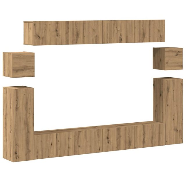 vidaXL TV-Schrank 8-tlg. TV-Schrank-Set Wandmontage Artisan-Eiche Holzwerks günstig online kaufen