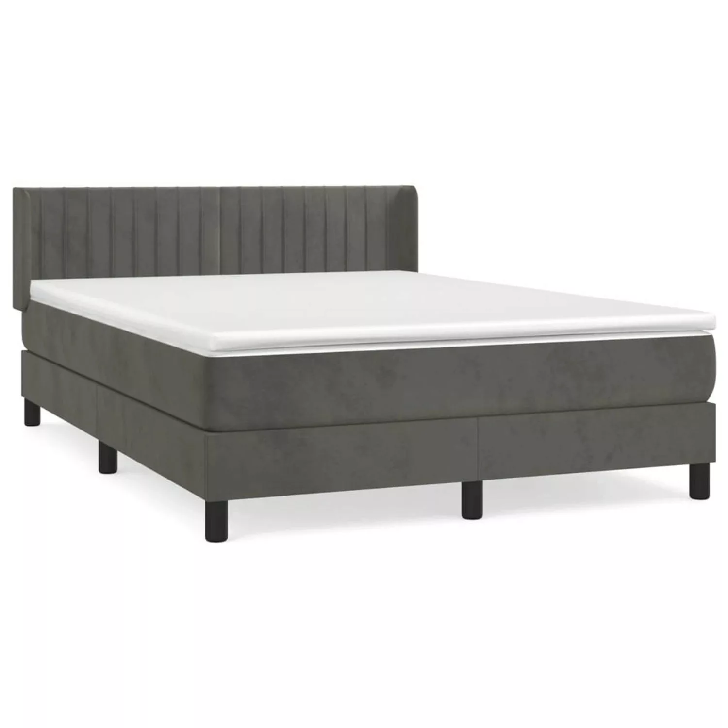 vidaXL Boxspringbett mit Matratze Dunkelgrau 140x190 cm Samt1396914 günstig online kaufen