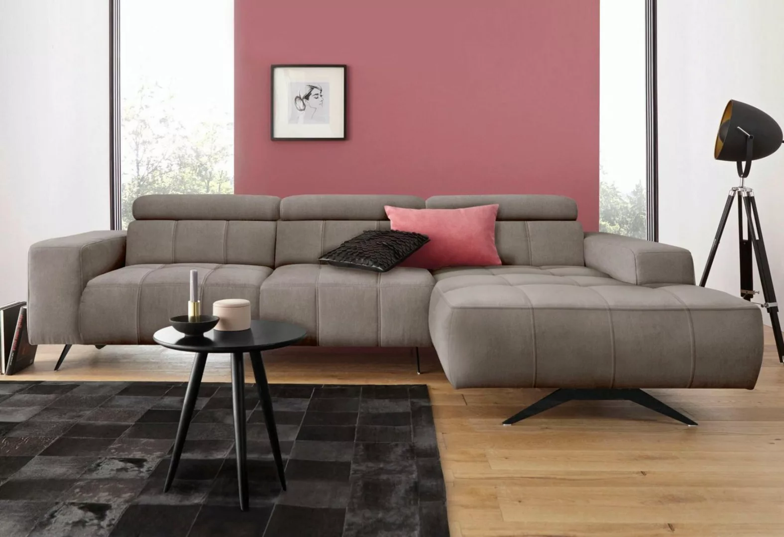 DOMO collection Ecksofa Trento L-Form, wahlweise mit Kopfteilverstellung, R günstig online kaufen