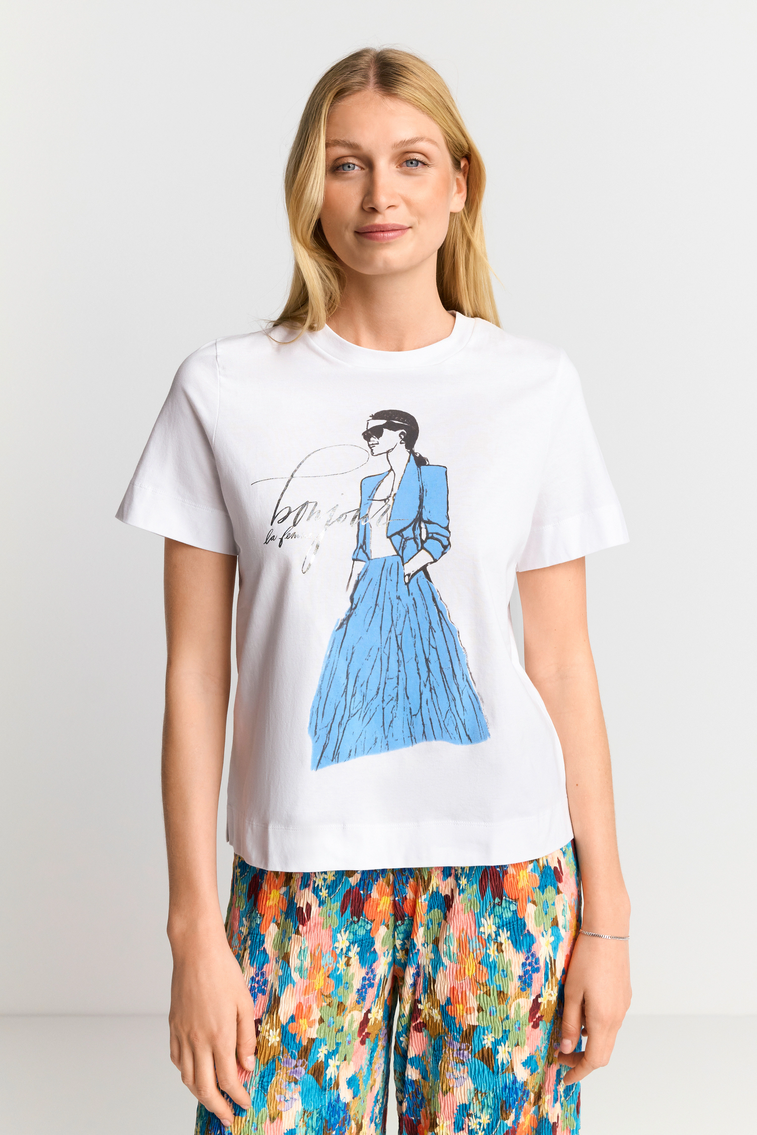 Rich & Royal T-Shirt, Easy fit T-Shirt "Bonjour" with woman print günstig online kaufen