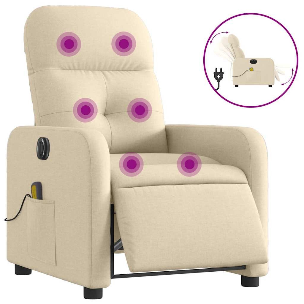 vidaXL Sessel Massagesessel Elektrisch Creme Stoff günstig online kaufen