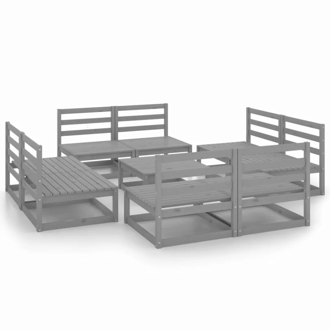 9-tlg. Garten-lounge-set Grau Kiefer Massivholz günstig online kaufen