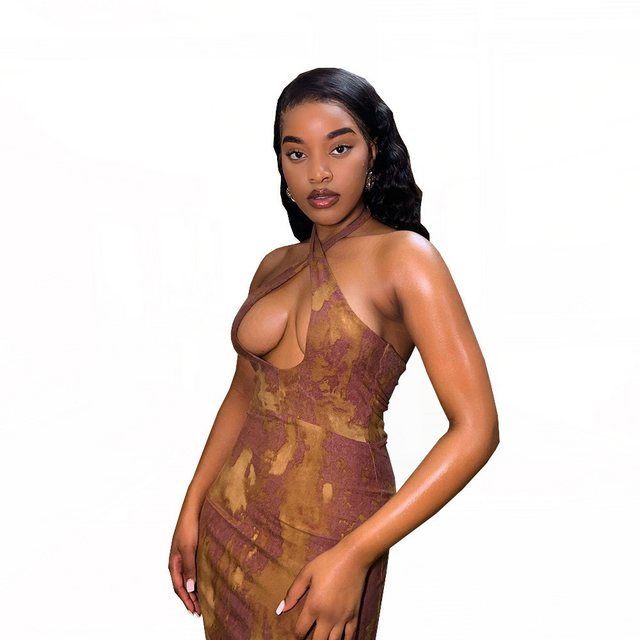 KIKI Abendkleid Sexy Printed Lace Up Hip Wrap Kleid Frauen günstig online kaufen