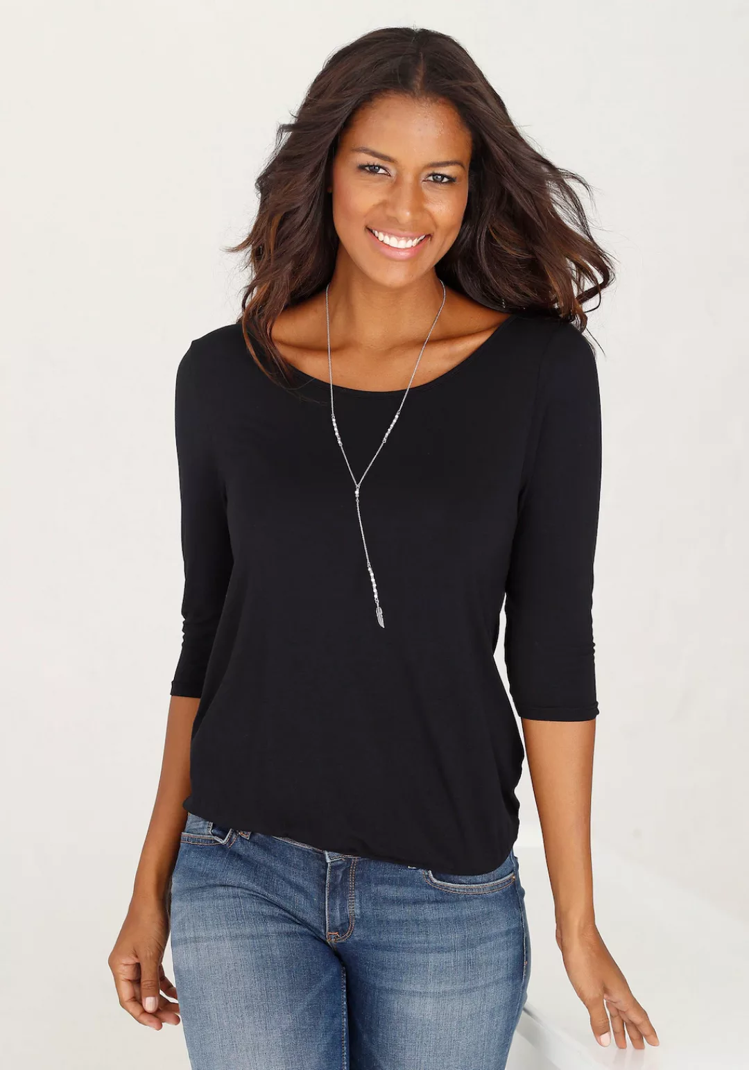 LASCANA 3/4-Arm-Shirt "mit modischem Cut-out", (2er-Pack), aus weichem Visk günstig online kaufen