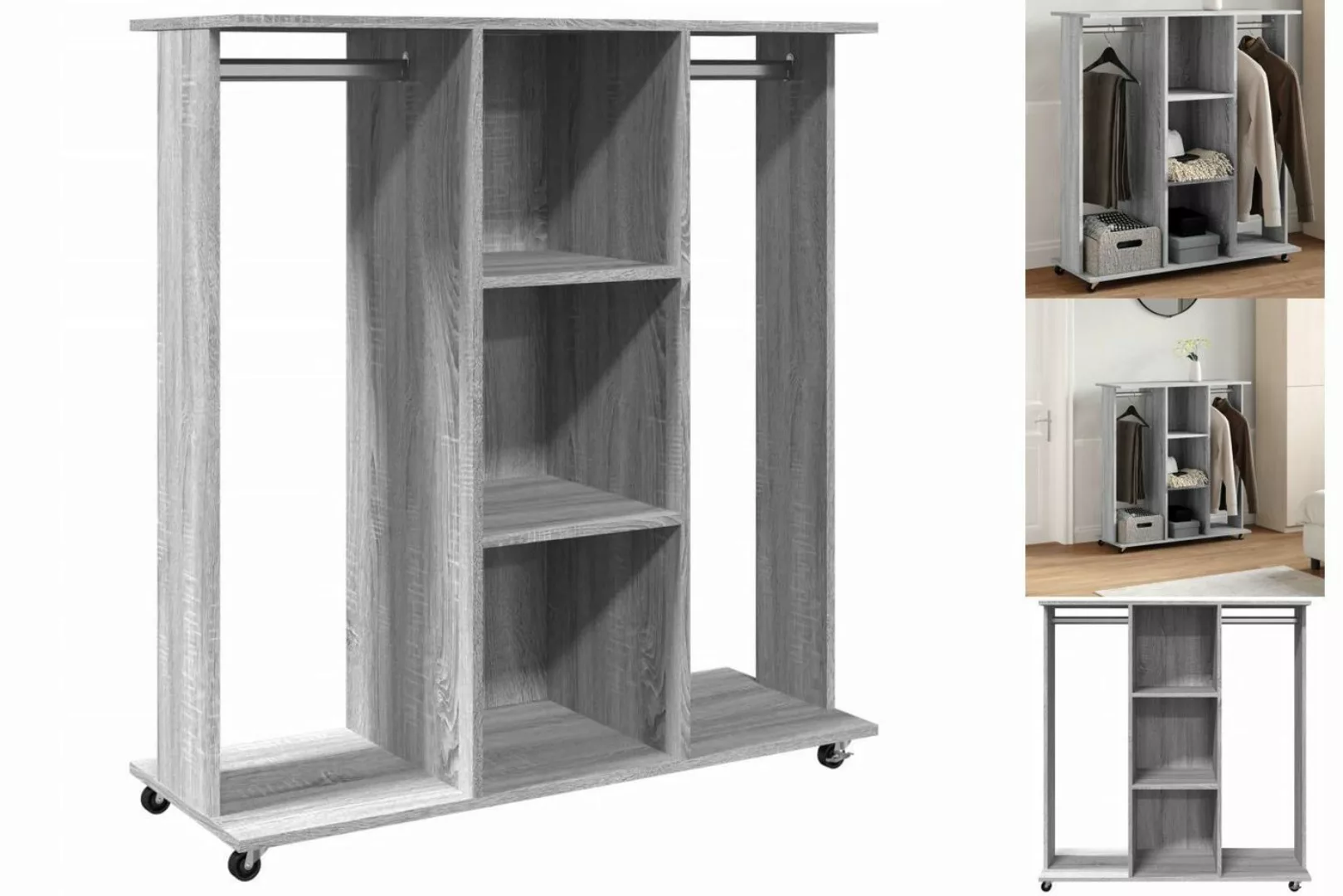 vidaXL Kleiderschrank Kleiderständer mit Rollen Grau Sonoma 102x38x110 cm günstig online kaufen