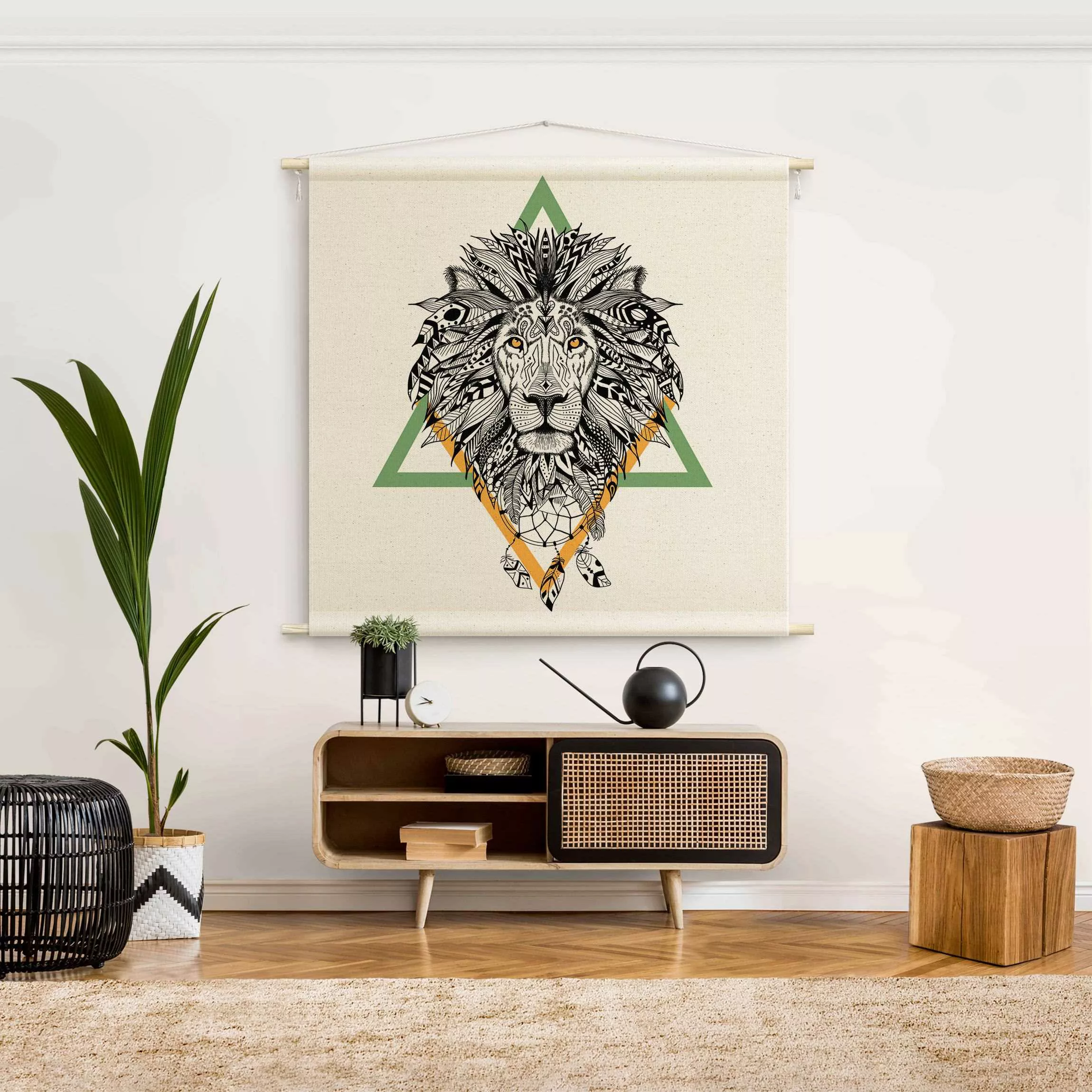 Wandteppich Boho Löwe mit Traumfänger günstig online kaufen