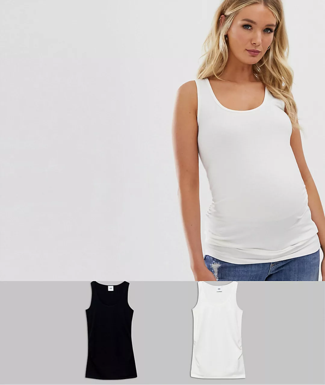 Mamalicious Maternity – 2er-Set Trägershirts aus Bio-Baumwolle in Schwarz u günstig online kaufen