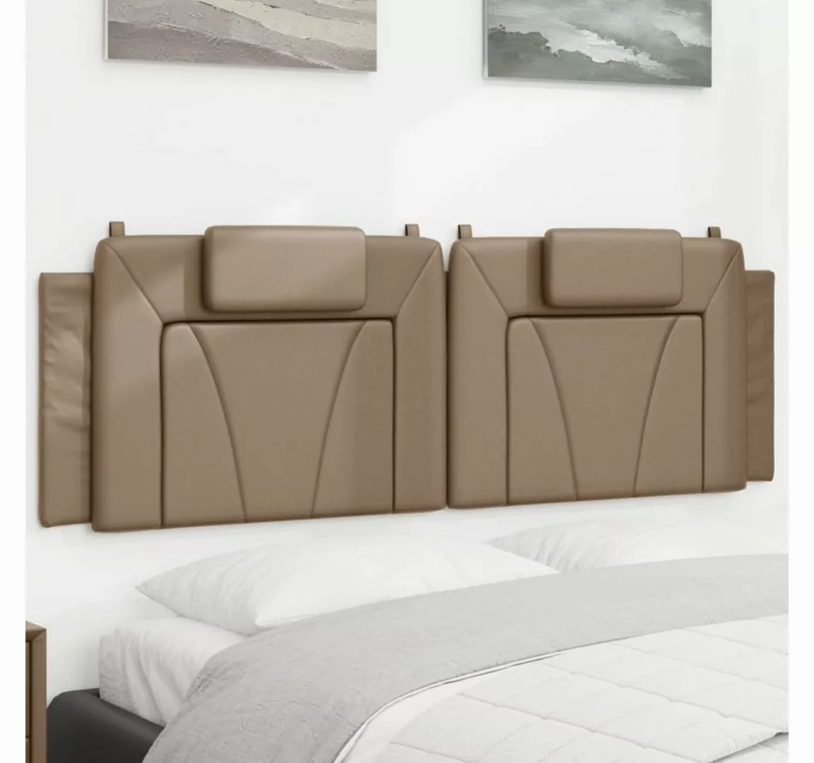 vidaXL Bett, Kopfteil-Kissen Cappuccino-Braun 160 cm Kunstleder günstig online kaufen