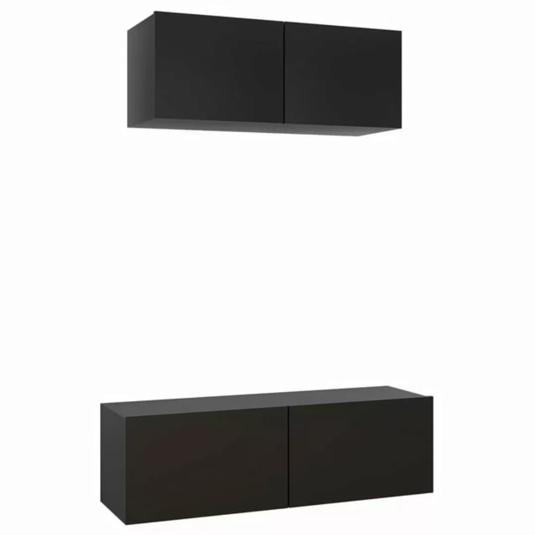 vidaXL TV-Schrank 2-tlg TV-Schrank-Set Schwarz Spanplatte günstig online kaufen