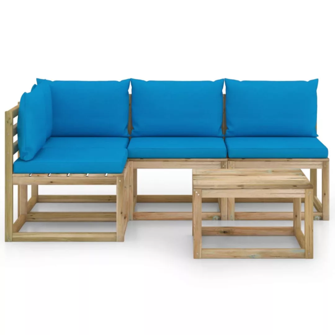 5-tlg. Garten-lounge-set Mit Hellblauen Kissen günstig online kaufen