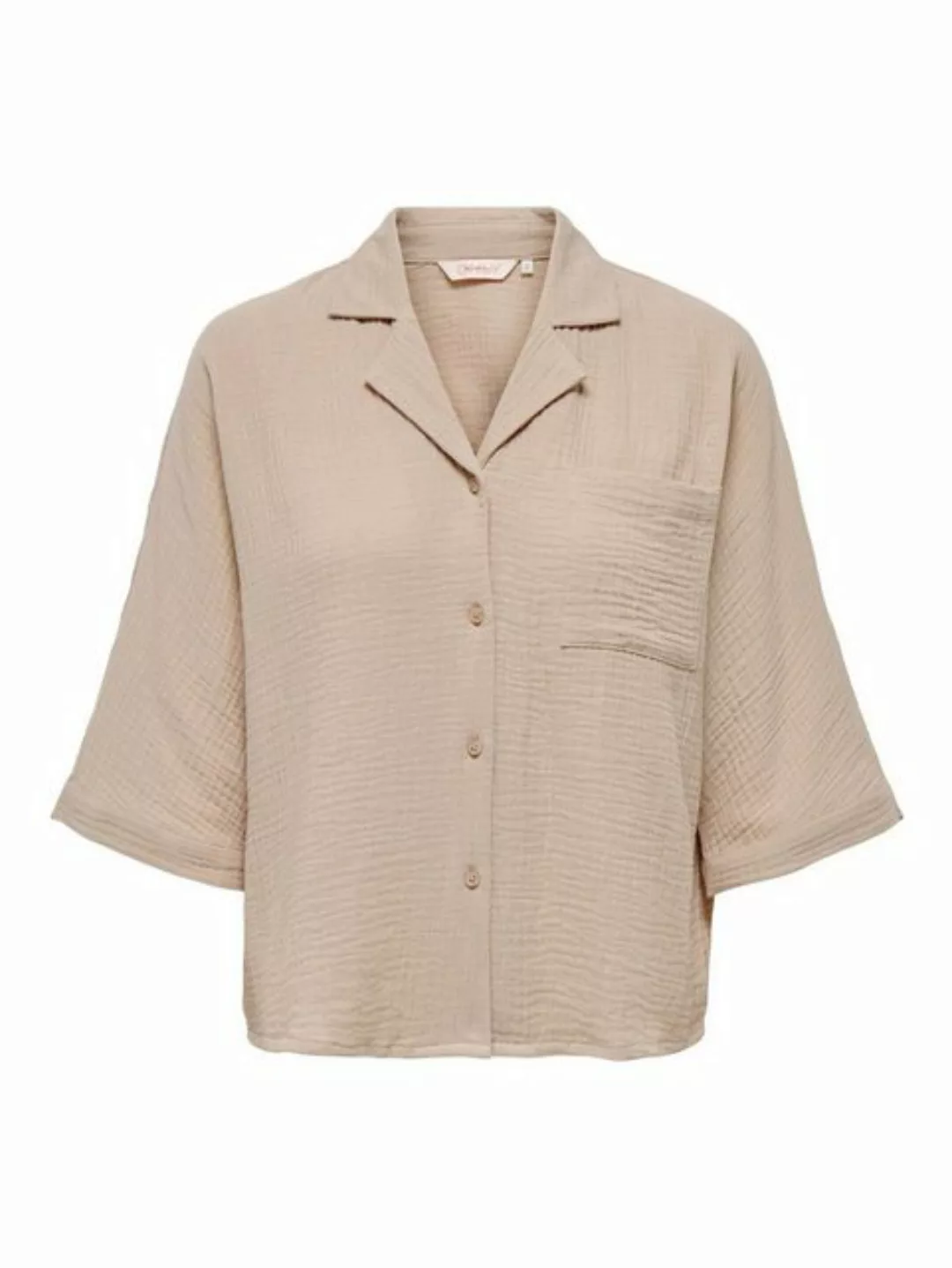 ONLY Blusenshirt Kurzes Struktur Stoff Hemd ONLTHYRA 4935 in Beige günstig online kaufen