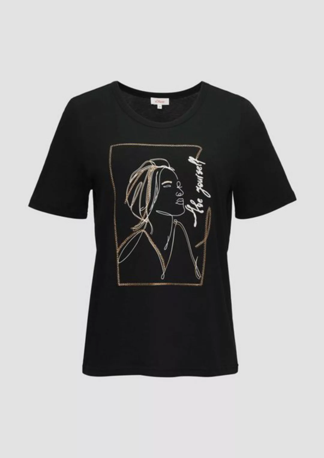 s.Oliver Kurzarmshirt T-Shirt mit Stickerei-Artwork Stickerei günstig online kaufen