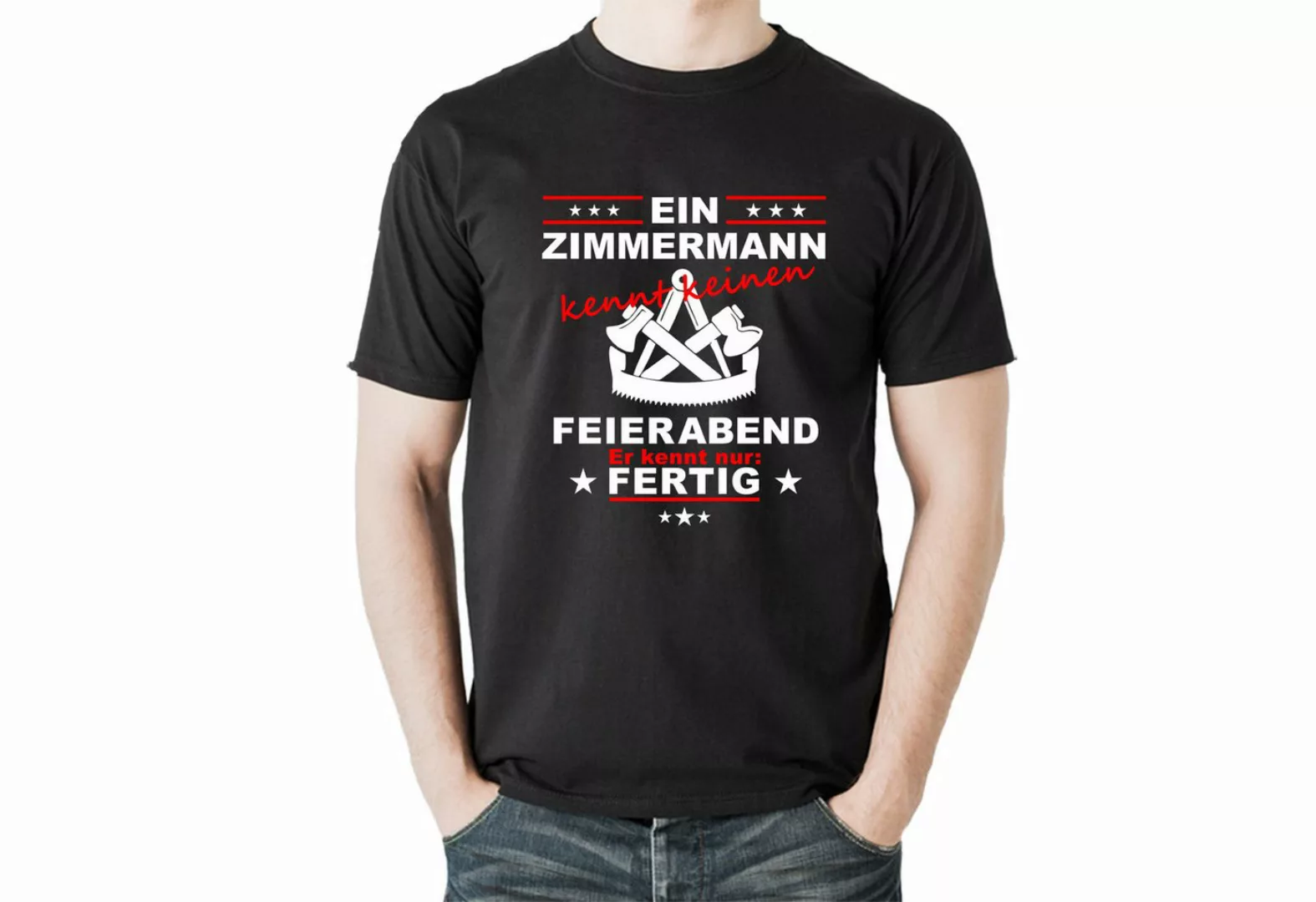 Lasernauten Print-Shirt T-Shirt Zimmermann Feierabend mit Zunftsymbol Shirt günstig online kaufen