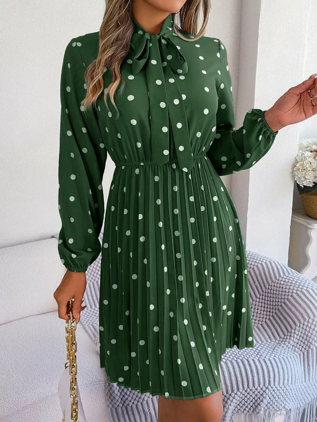 BlauWave Druckkleid Damen Strandkleid mit Polka-Dot-Muster, Sommerkleid (1- günstig online kaufen