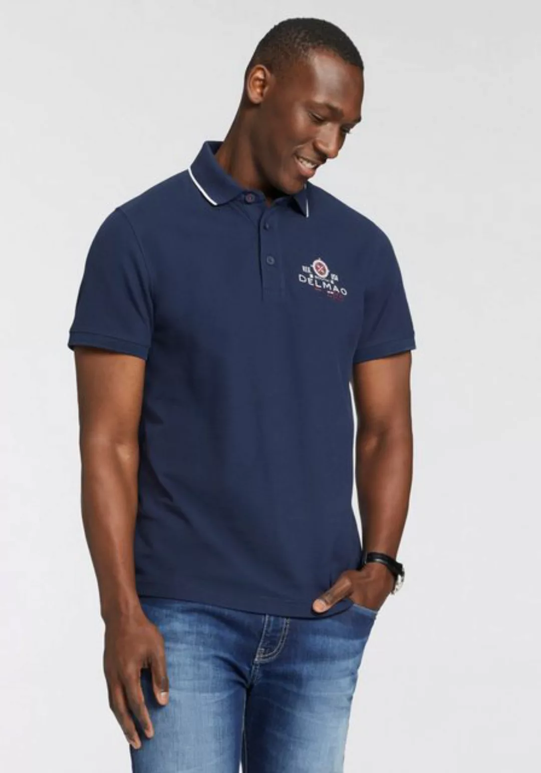 DELMAO Poloshirt mit Brustprint günstig online kaufen