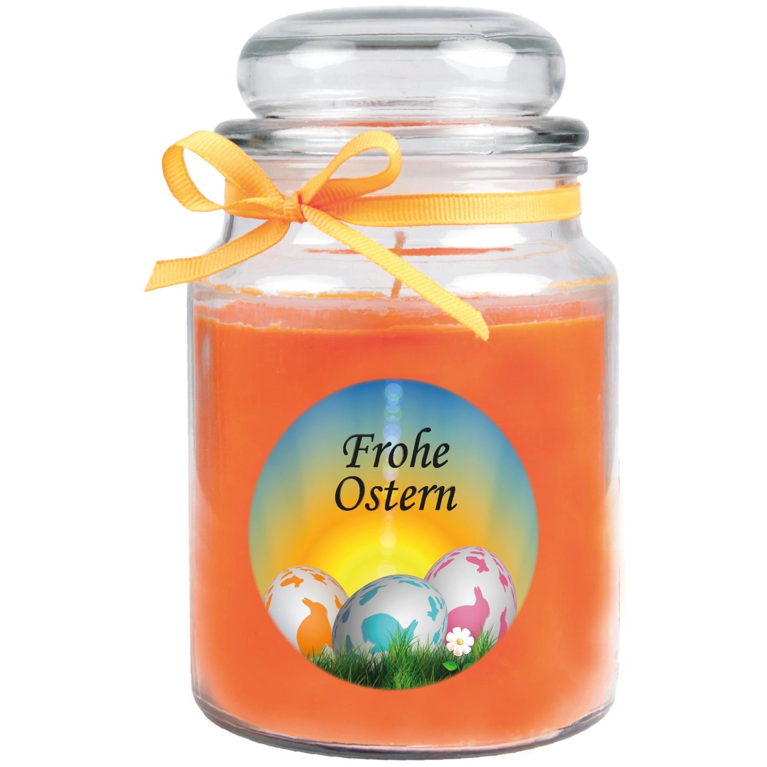 HS Candle Duftkerze & Glas Frohe Ostern Bonbon Ø10 cm Honigmelone Ostereier günstig online kaufen