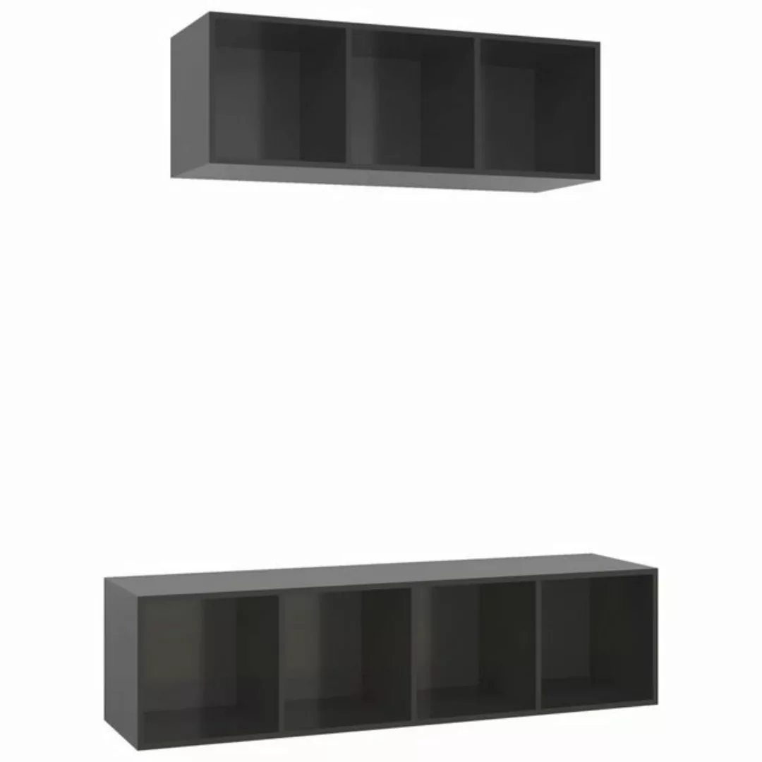 furnicato TV-Schrank 2-tlg. TV-Schrank-Set Hochglanz-Grau Holzwerkstoff (1- günstig online kaufen