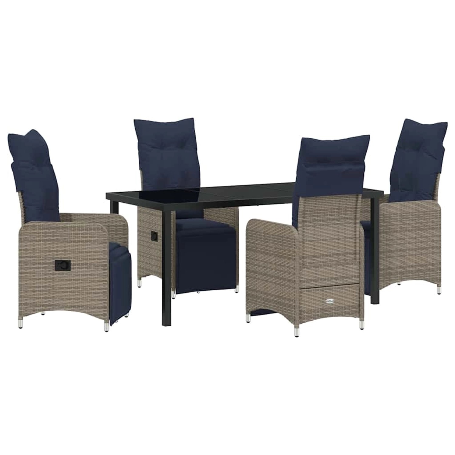 vidaXL Garten Essgruppe 5-Tlg Grau Poly-Rattan 3379698 günstig online kaufen