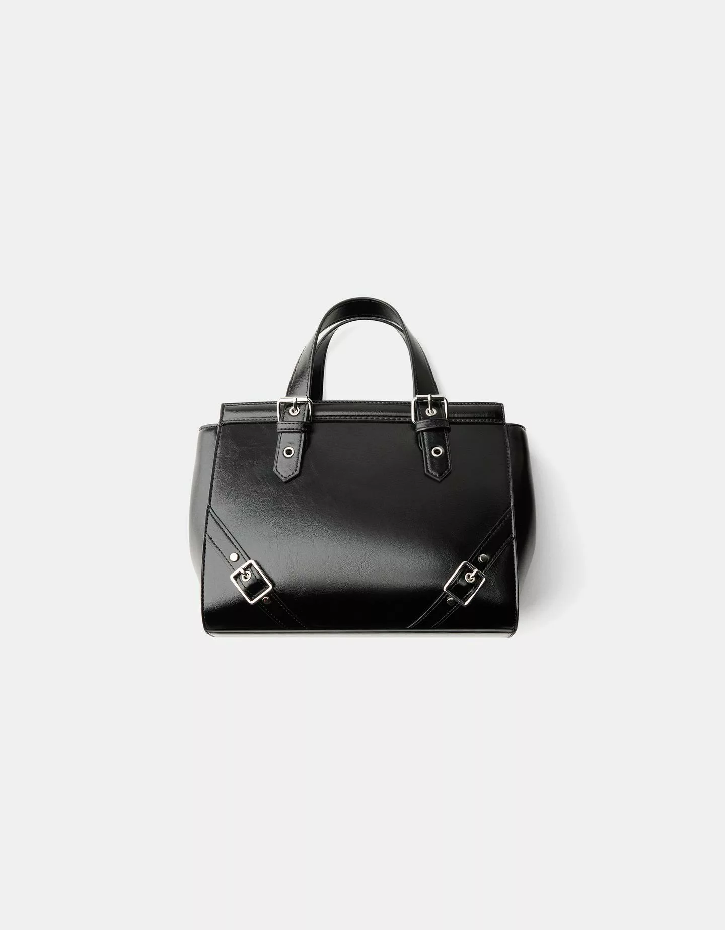 Bershka Shopper-Tasche Mit Schnallen Damen Schwarz günstig online kaufen